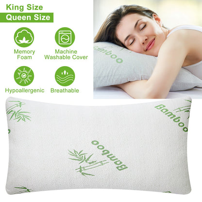 US Local Bamboo Memory Foam Pillow With Washable Pillowcase