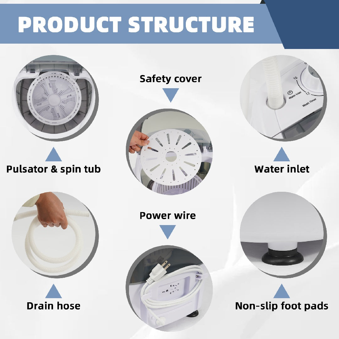 US Local Only Supports Self Pickup  Mini Washer, Portable, With Spin Dryer, 5.5 Lb Capacity Washer, Spin Timer Control, Compact Washer For Homes, Apartments, RVs, Available In Two Colors