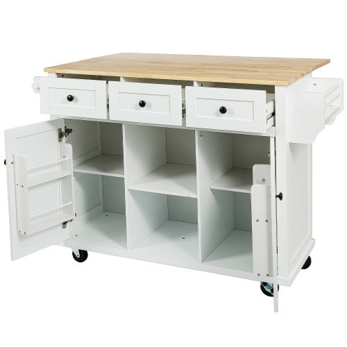 US Local Kitchen Trolley With Rubberwood Folding Leaf Countertops