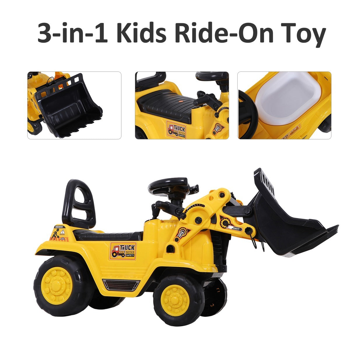 US Local 1 Ride On Toy Bulldozer Digger Tractor Pulling Cart Pretend Play Construction Truck