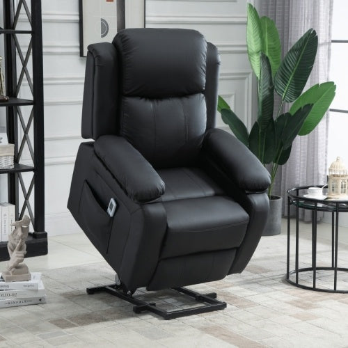 UK Local HOMCOM Riser And Recliner Chair With Massage, Heat, Power Lift Recliner Chair For Elderly With Remote Control, Extended Footrest, Dual Side Pockets, Overstuffed Electric Reclining Armchair