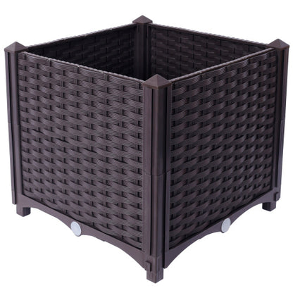 US Local Deep Raised Garden Bed Plastic Planter Boxes For Vegetables Flowers Herbs And Succulents,Self-Watering Planter Box Raised Bed To Grow Flowers, Herbs & Vegetables, 15.7 L X 15.7 D X 14.7 H