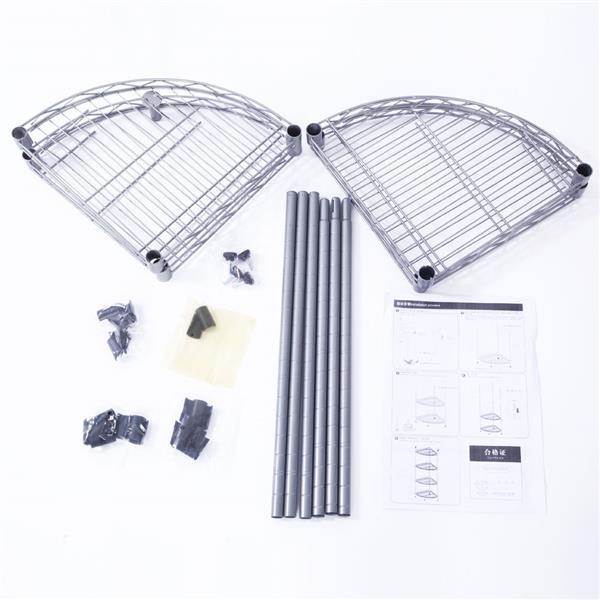 US Local Carbon Steel Fan-shaped 4-layer Corner Storage Rack - Silver Gray