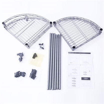 US Local Carbon Steel Fan-shaped 4-layer Corner Storage Rack - Silver Gray
