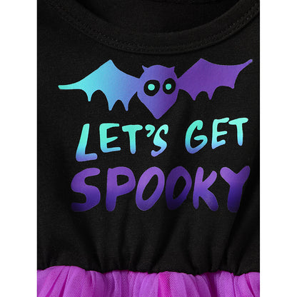 US Local Little Girls 2Pcs Halloween Outfits Sleeveless Tulle Dress With Hooded Cloak Set Clothes