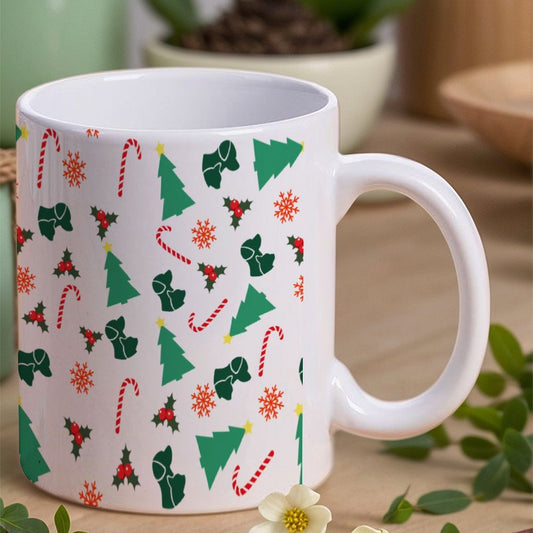 POD US Local White mug with full print, Christmas Tree Dog Cat Candy Snowflake 0027
