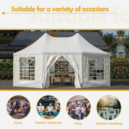 US Local Double Peaked Arabian Shelter,Party Tent,PVC Coated Polyester Roof,Roll-Up Doors And Windows,Removable Side Walls,And Complete Accessorie,White