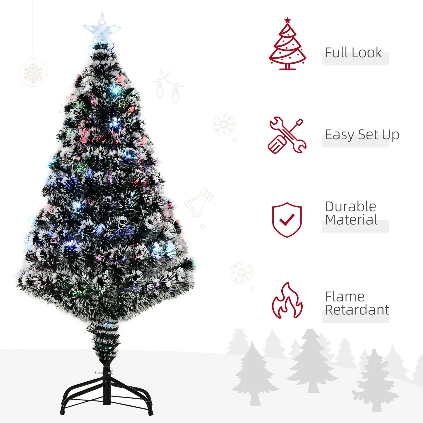 CA Local 4 ft Pre-Lit LED Optical Fiber Christmas Tree Artificial Seasonal Decor