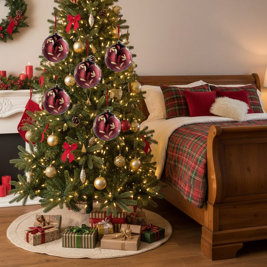 US Local 6PCS Set 3.9in Christmas Tree Hanging Decorations 3.9x3.9x3.9in Christmas Glass Ball Ornaments Tree Hanging Decor For Holiday Parties & Trees