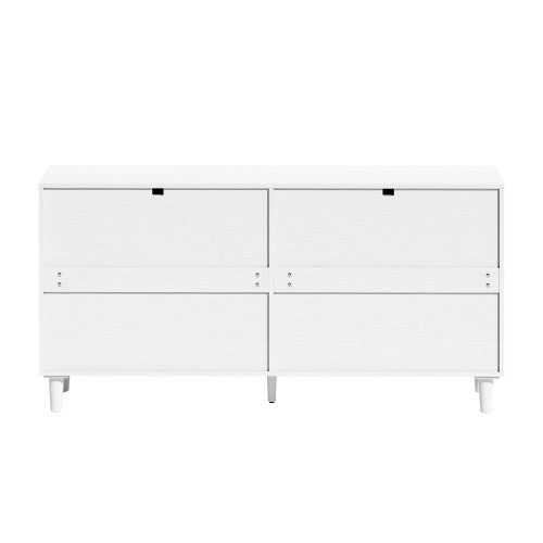US Local Rattan Dresser With Drawers, 6 Drawer Dresser For Bedroom, Clothes Storage Cabinet For Bedroom, Metal Handle&Wood Legs For Hallway, Living Room, Bedroom,White