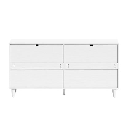 US Local Rattan Dresser With Drawers, 6 Drawer Dresser For Bedroom, Clothes Storage Cabinet For Bedroom, Metal Handle&Wood Legs For Hallway, Living Room, Bedroom,White