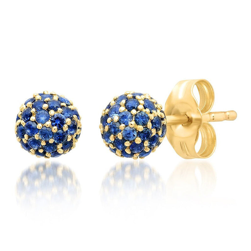 Fashion Personality Exquisite Rhinestone Zircon Multicolor Round Studs