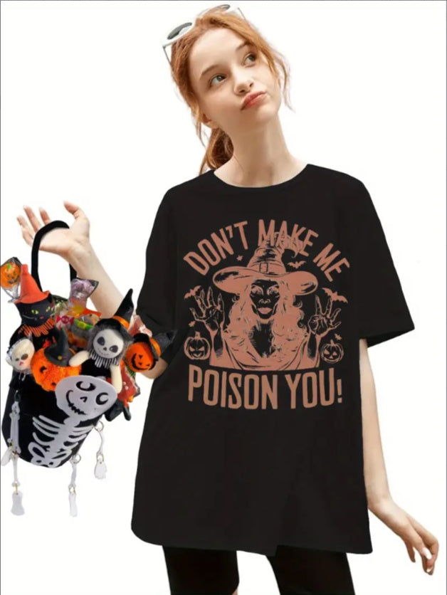 Women'S Halloween Witch Graphic Tee, Crew Neck, Regular Fit,Summer Casual Sports Top