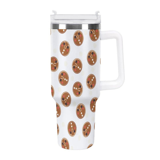 PHDT00380 POD US Local Tumbler 40 oz Large Capacity Car Cup Gingerbread Christmas Man Brown White Circle