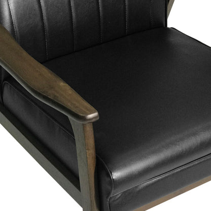 US Local Mid Century Modern Upholstered Accent Chair, Matte Black Faux Leather