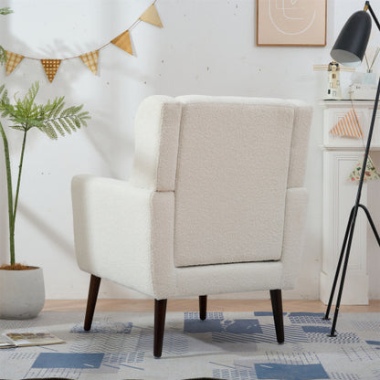 US Local Modern Upholstered Chairs, Teddy Fabric Living Room Chairs, Comfortable Reading Chairs, Medieval Upholstery Chairs, Chaise Longues Armchairs For Living Room Bedrooms - White