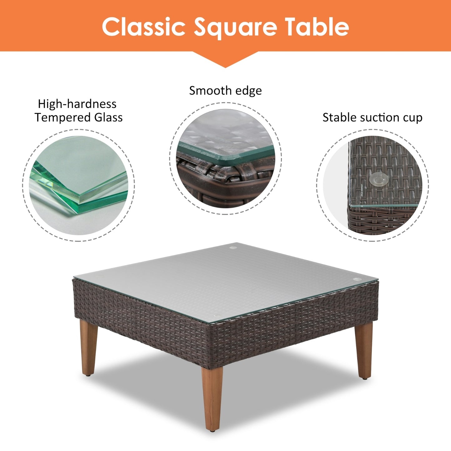 US Local 4-Piece Outdoor Wicker Sofa Set, L-Shape Patio Furniture With Colorful Pillows