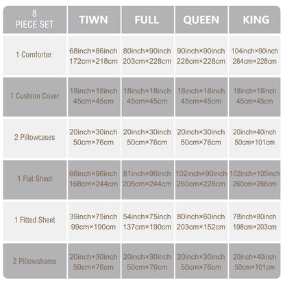 US Local Cherry Blossom Pattern Comforter Set 8PCS Twin Size Soft Bedding Set,1 Comforter,1 Pilow Cover,1 Flat Sheet,1 Fitted Sheet,4 Cushion Cover