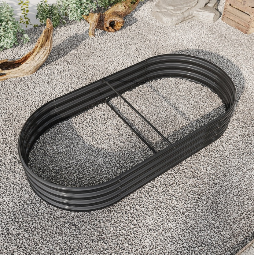 US Local Raised Garden Bed Outdoor, Oval Metal Planter For Plants, Vegetables, Flowers