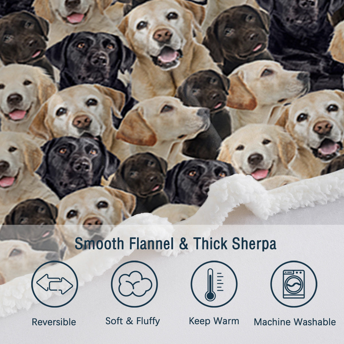 US & UK Local  Labrador Retriever Blanket Cute Labrador Retriever Fleece Blanket Dog Animal Pattern Sherpa Throw Blanket For Women Girls Mom Travel