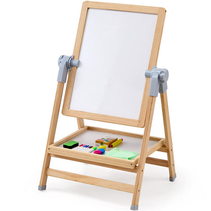 US Local 2-in-1 Kids Art Easel Double-Sided Wooden Magnetic Whiteboard Chalkboard