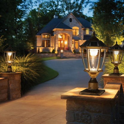US Local Vintage Gold Solar Pillar Headlight With Dimmable LED 1-Pack