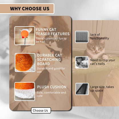 US Local Three-in-one Cat Scratcher, Space-saving Design, Durable Material, Comfortable Claw Grinding Experience, Multi-functional Integration To Meet The Daily Needs Of Cats