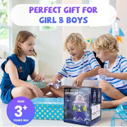 US Local 1Set UFO Water Sprinkler Outdoor Summer Rocket Toy With Colorful LED Lights 360Degree Spinning 1.64FT To 6.56FT Adjustable Height Birthday Summer Gift For Girls Boys Aged 3 Years Old