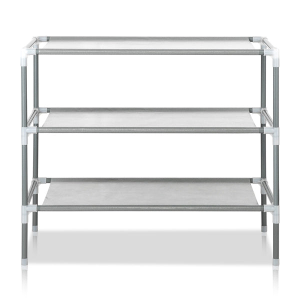 US Local Combination Type Simple Shoe Rack No Dust Cover 3 Layers 9 Pairs High Foot Shoe Rack Gray Tube