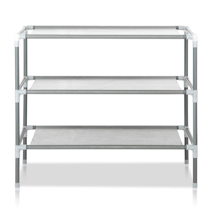 US Local Combination Type Simple Shoe Rack No Dust Cover 3 Layers 9 Pairs High Foot Shoe Rack Gray Tube