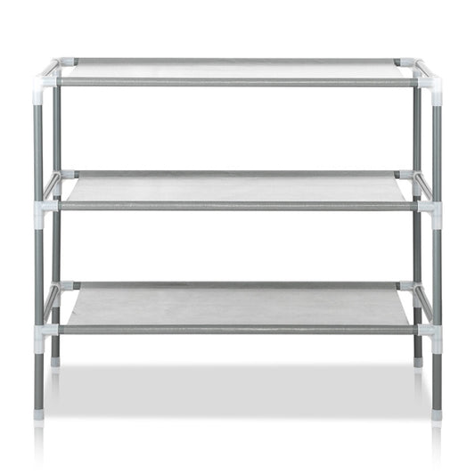 US Local Combination Type Simple Shoe Rack No Dust Cover 3 Layers 9 Pairs High Foot Shoe Rack Gray Tube