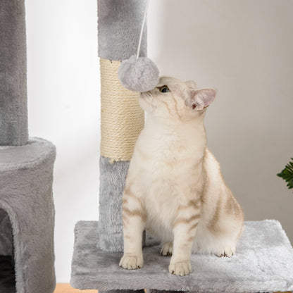 US Local Floor Standing Cat Tree 94.5-10.25 Inch Height Adjustable Cat Climbing Tower, Apartment Hammock
