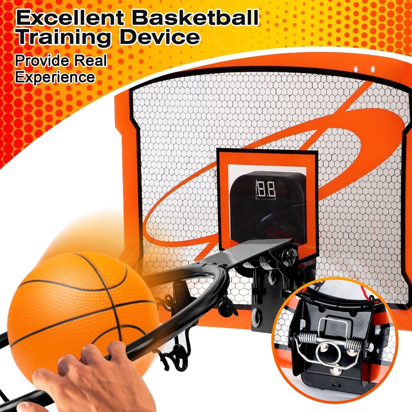 US Local 1Set Indoor Mini Basketball Hoop Set Over Door Basketball Hoop With 4 Inflatable Balls Electric Audio Scorer Foldable Basket Gift For Kids And Adults