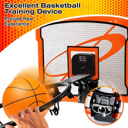 US Local 1Set Indoor Mini Basketball Hoop Set Over Door Basketball Hoop With 4 Inflatable Balls Electric Audio Scorer Foldable Basket Gift For Kids And Adults