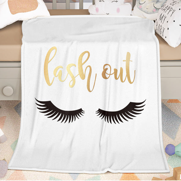 US Local Flannel Fuzzy Blanket Long Eyelashes 150X200cm