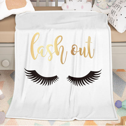 US Local Flannel Fuzzy Blanket Long Eyelashes 150X200cm