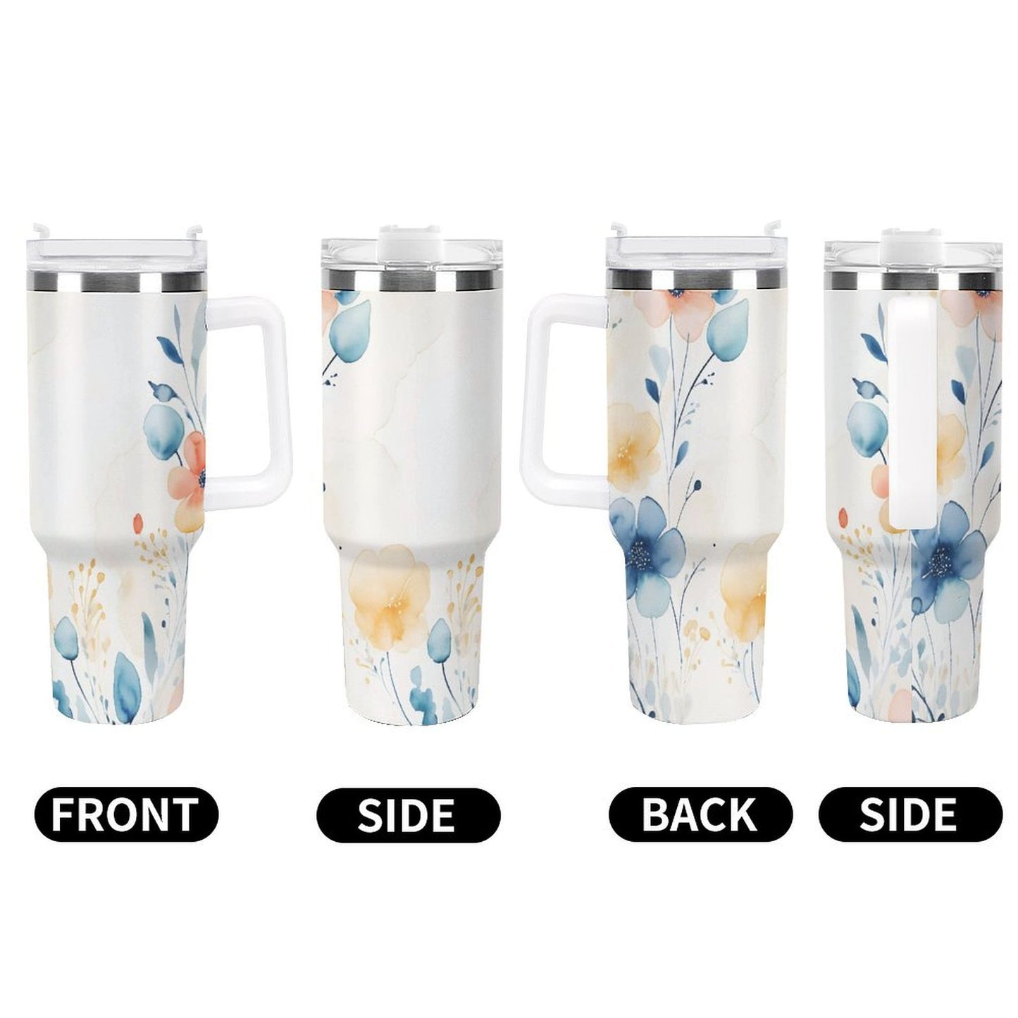 PHDT00472 POD US Local Tumbler 40 oz Large Capacity Car Cup Watercolor, Flower