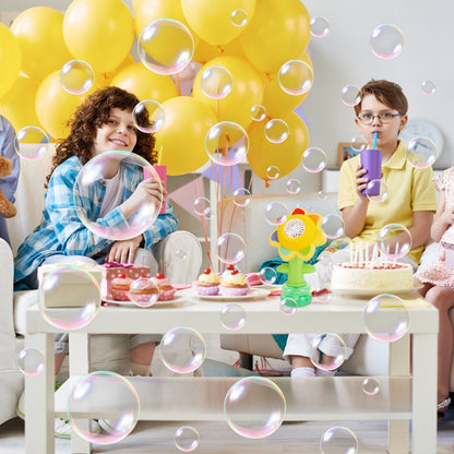 US Local 2Pcs Bubble Machines With Lights For Kids Rechargeable Dancing Sunflower Bubble Maker For 4-8Years Old Toddlers Outdoor Summer Play Toy Party Birthday Gift