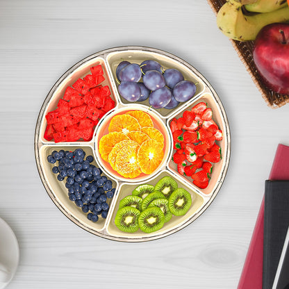 US Local 2Pcs Divided Serving Tray With Lid And Handle 360 Degree Rotatable Snack Box Container With 6 Dividers Clear Portable Snack Platters For Fruit Candy Nut Snack Perfect For Party Picnic S