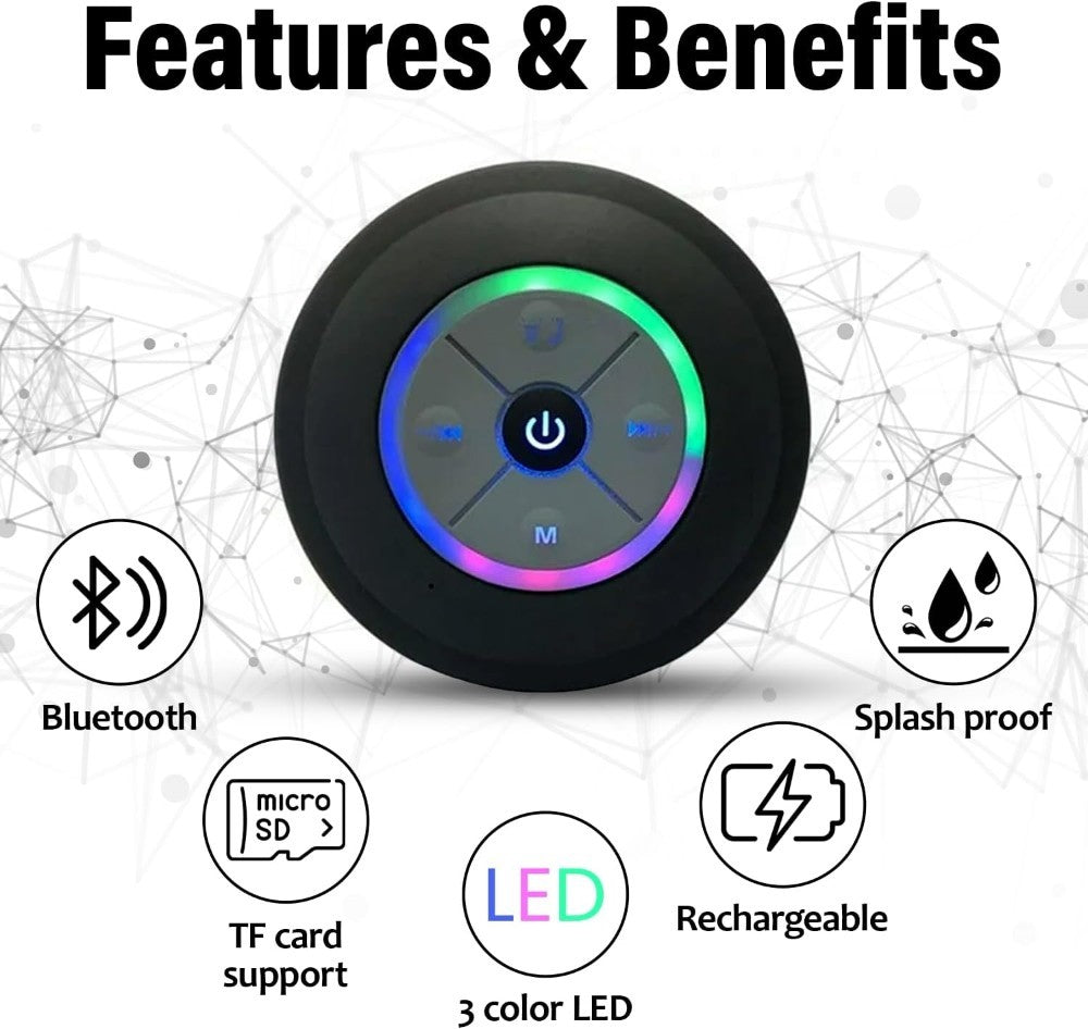 US Local Wireless Speaker In The Bathroom - Audio, USB Charging Button Control, With Suction Cup, Secure Installation - Wireless Connection