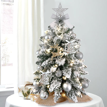 US Local 2ft Mini Christmas Tree With Light Artificial Small Tabletop Christmas Decoration With Flocked Snow, Exquisite Decor & Xmas Ornaments For Table Top For Home & Office