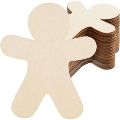 US Local 30 Pieces Of Unpainted Gingerbread Man Slices For Painting DIY Handmade Christmas And Halloween Supplies