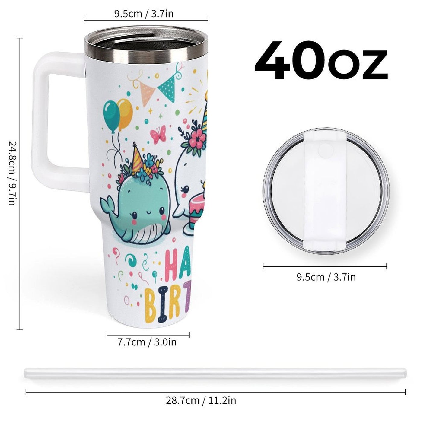 PHDT00485 POD US Local Tumbler 40oz Large Capacity Car Cup Dolphin, Birthday