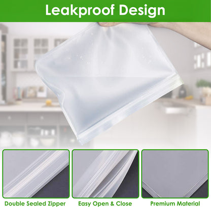 US Local 20Pcs Reusable Food Storage Bags 5 Sandwich Snack Gallon Quart Bag Leakproof BPA Free Food Container Freezer Safe Lunch Bag