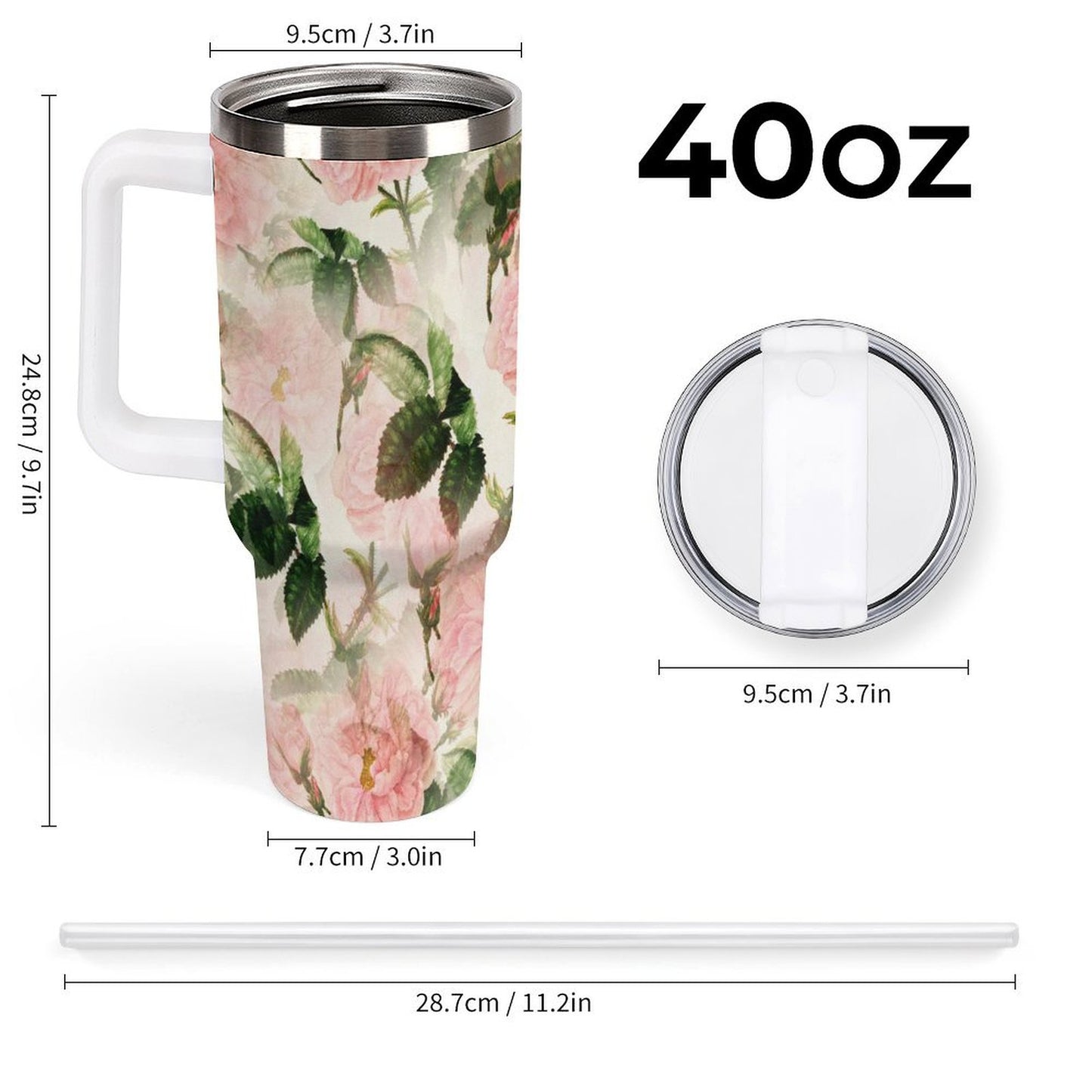 PHDT00194 POD US Local Tumbler 40 oz Large Capacity Car Cup Flowers