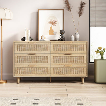 US Local Drawers Rattan Storage Cabinet Rattan Drawer,for Bedroom,Living Room,Natural