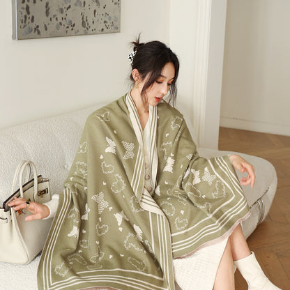 US Local Female Versatile Fashion Thickened Warm Cashmere Scarf