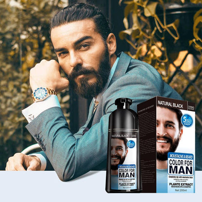US Local Beard Hair Color Shampoo For Men,Natural Permanent Beard DyeShampoo, Colors Hair In Minutes Long Lasting, 200ml, Black Hair DyeHaircare