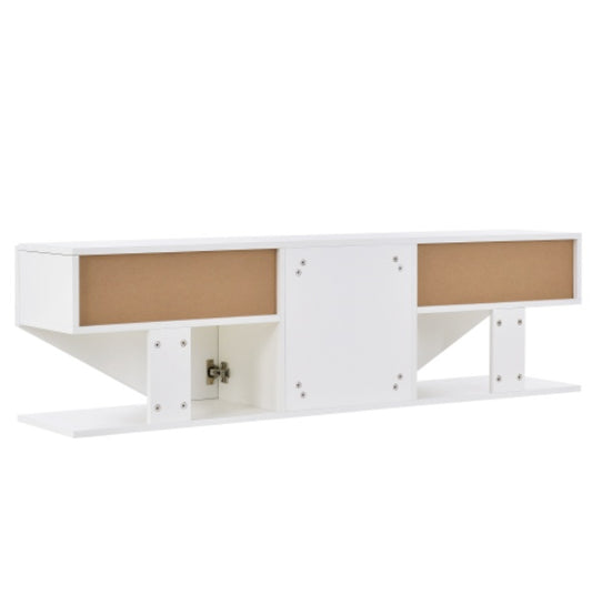UK Local Entertainment Center LED TV Stand TV Cabinet With LED Lights, 3 Storage Cabinet And 2 Open Shelves High Gloss Entertainment Center Media Console Table Storage Desk For For 65 Inch TV