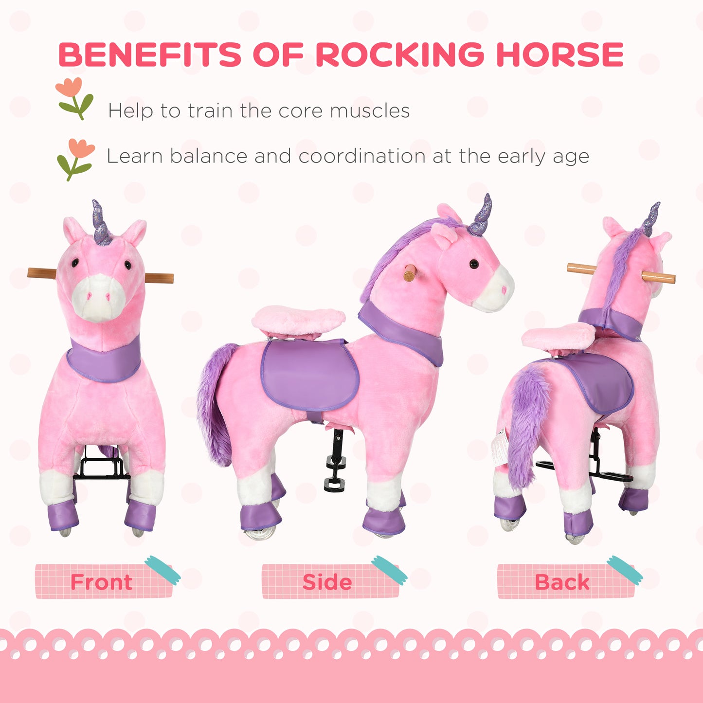 US Local Kids Plush Toy Rocking Horse Pony Toddler Ride on Animal Rocker with Realistic Sounds